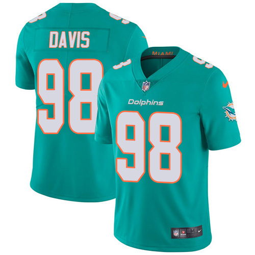 Miami Dolphins #98 Raekwon Davis Aqua Green Team Color Men Stitched NFL Vapor Untouchable Limited Jersey